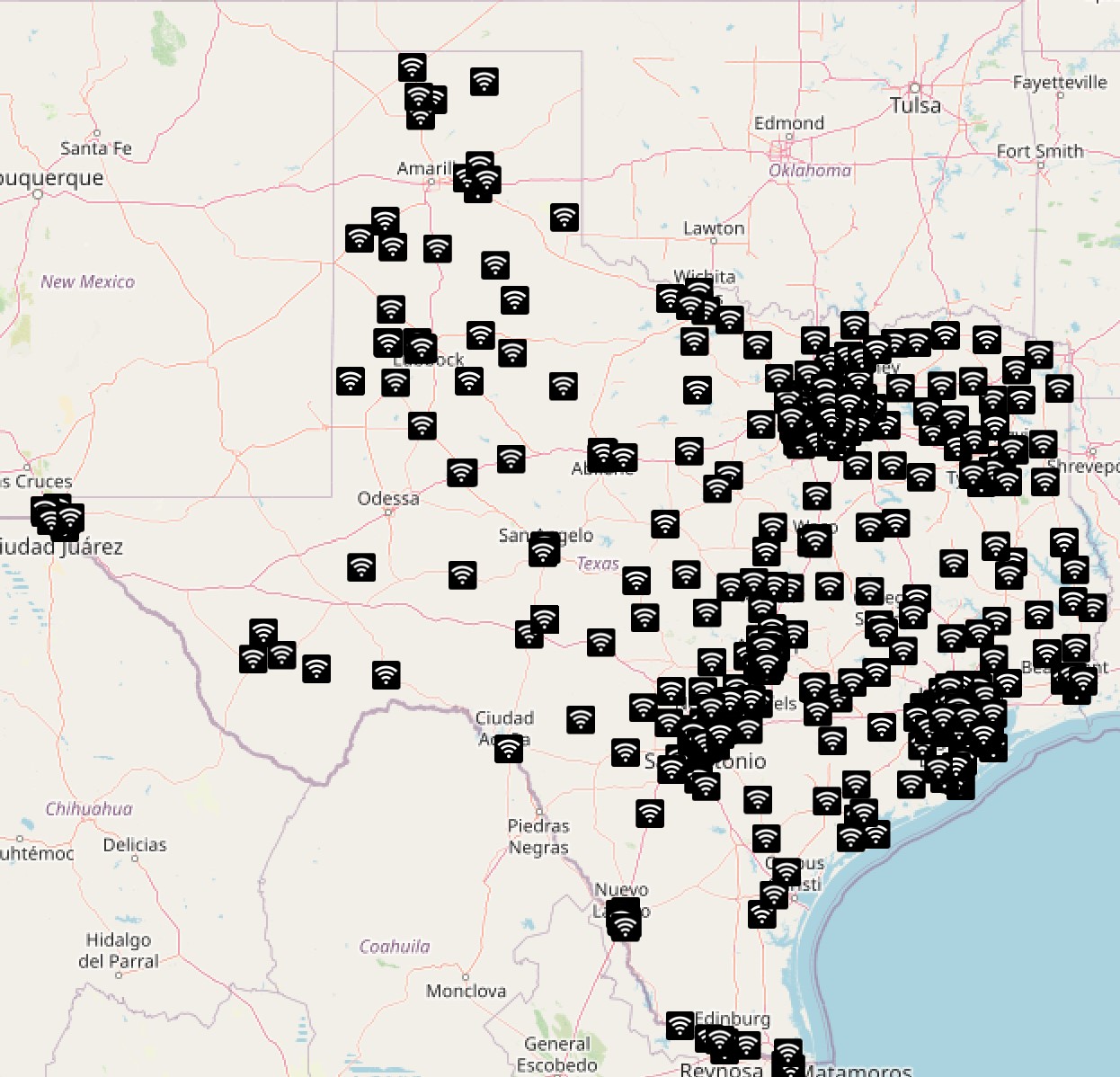 Texas Free WiFi Map